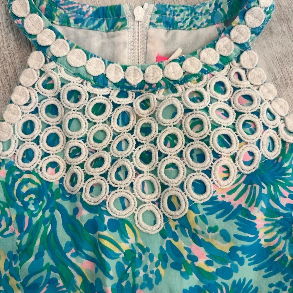 Lilly Pulitzer Andi Dress Girls Pop Up Peonies Floral Eyelet Shift Girls Size 10